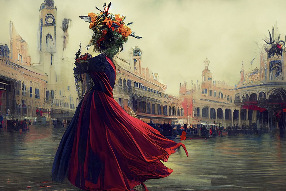 O Carnaval de Veneza dos arredores de San Marco